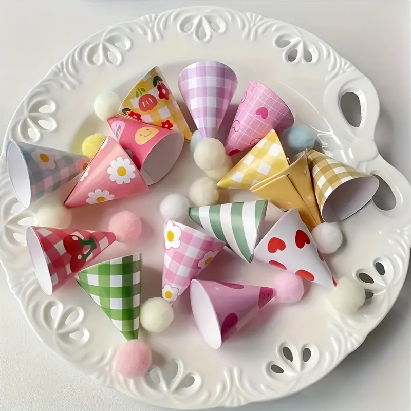 Wedding Cake Supply - 15Pcs/SET Mini Birthday Hat Cake Toppers