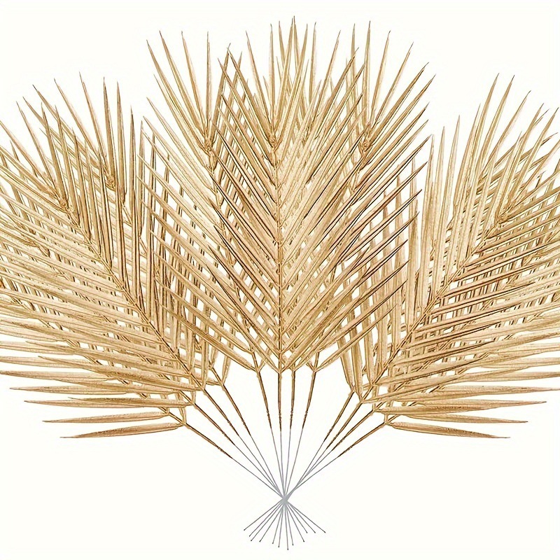 5pcs Golden Artificial Palm Le - Flower Girl Basket 评论和价格