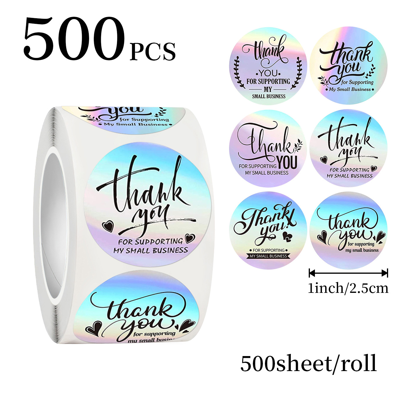 JCAC 500pcs/roll 1 Inch Hologr - Wedding Souvenir 评论和价格