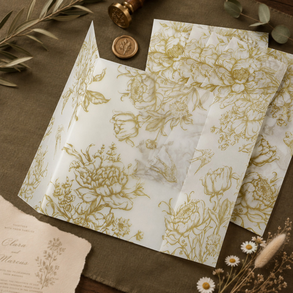 20/50pcs Vellum Wrap with Mono - Wedding Envelopes 评论和价格