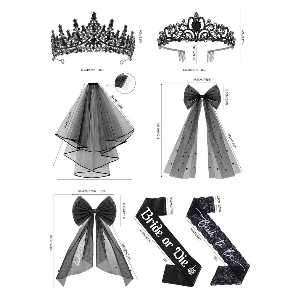 3pcs Gothic Black Bachelorette - Bride Tribe Sash 评论和价格