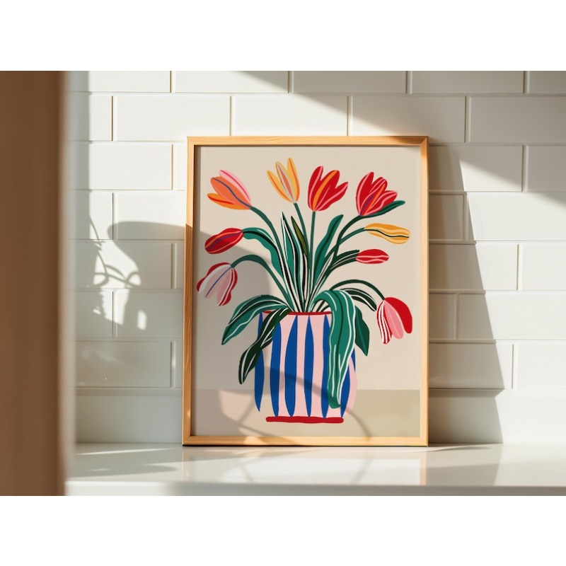 2pcs Tulip Flowers Canvas Wall - Flower Girl Basket 评论和价格