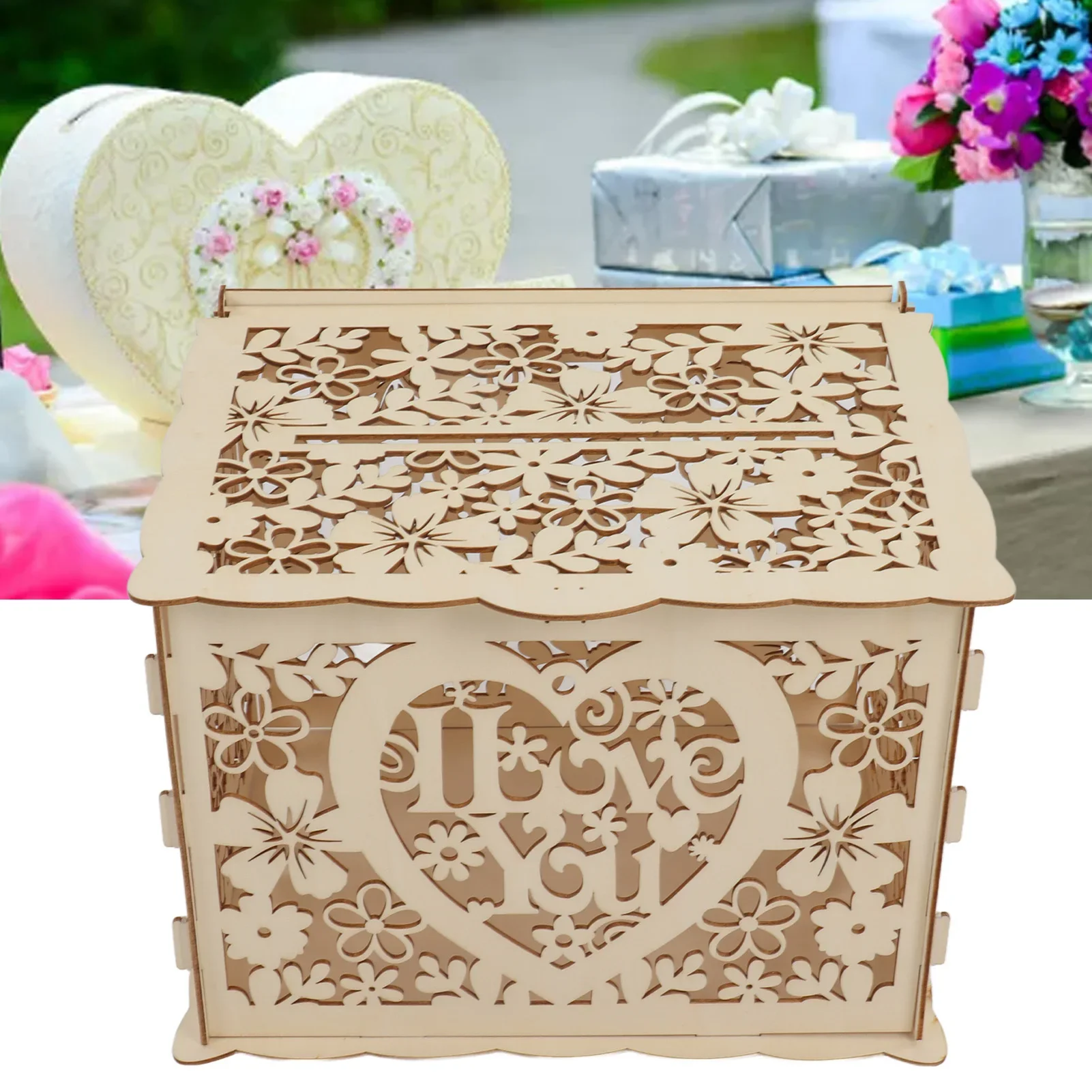 DIY Hollow Wooden Box Gift Car - Wedding Card Box 评论和价格