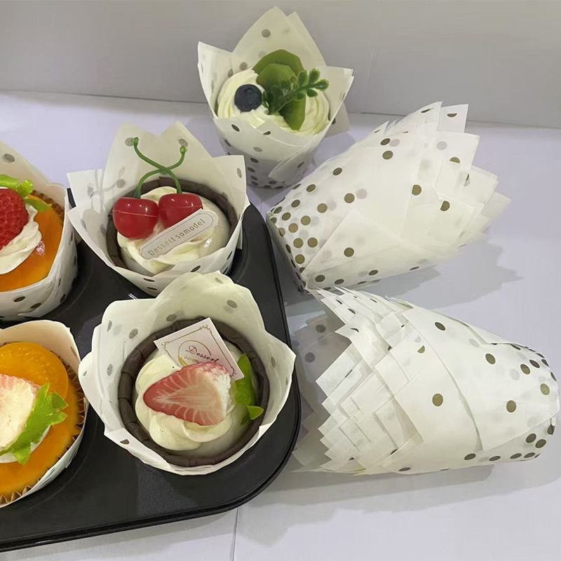 50Pcs/100Pcs Gold Dot Tulip Ca - Wedding Cake Supply 评论和价格